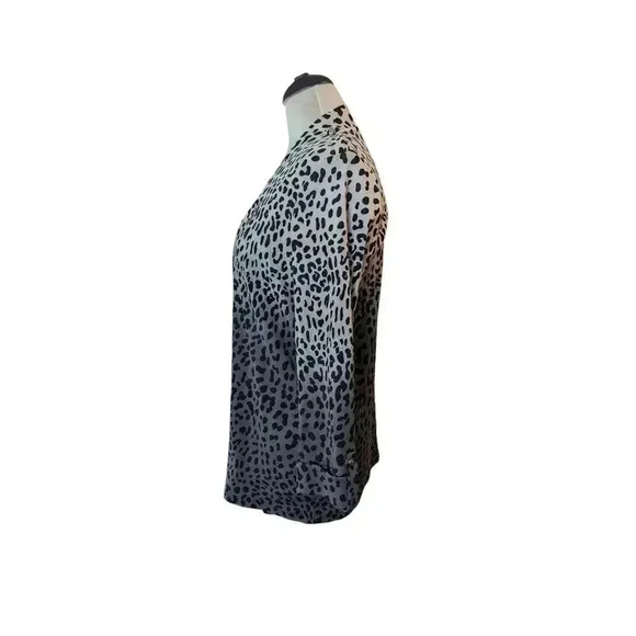 Rafaella Medium Open Front Cardigan Ombre Gray Leopard Print - Picture 4 of 8